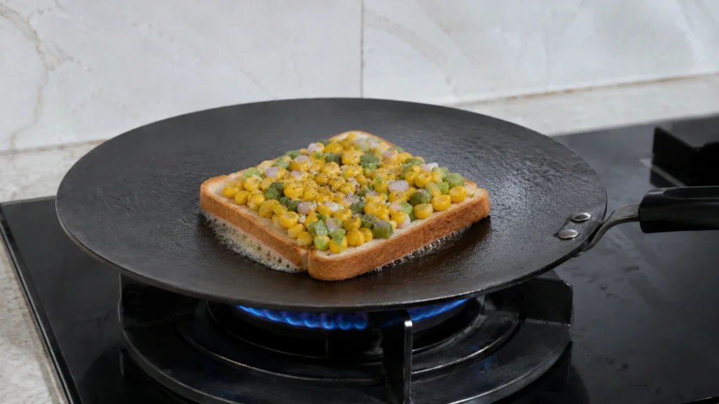 Step 5 — Masala Corn Toast Recipe | Easy Corn Bread Toast