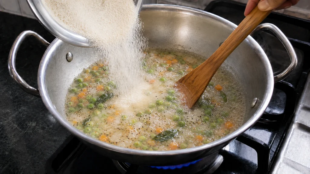 Step 5 — Vegetable Upma Recipe | Soft Rava Upma with Vegetables