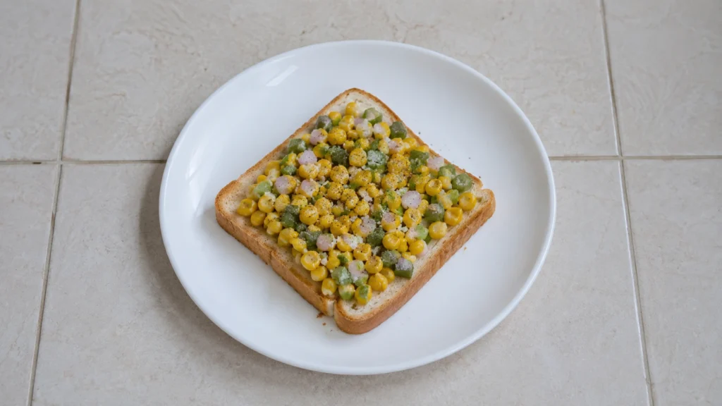 Step 3 — Masala Corn Toast Recipe | Easy Corn Bread Toast