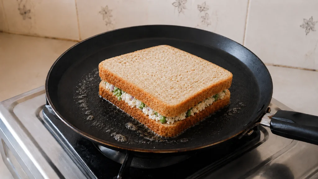 Step 5 — Paneer Vegetable Sandwich Recipe | Easy Paneer Sandwich