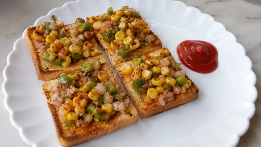 Masala Corn Toast Recipe | Easy Corn Bread Toast